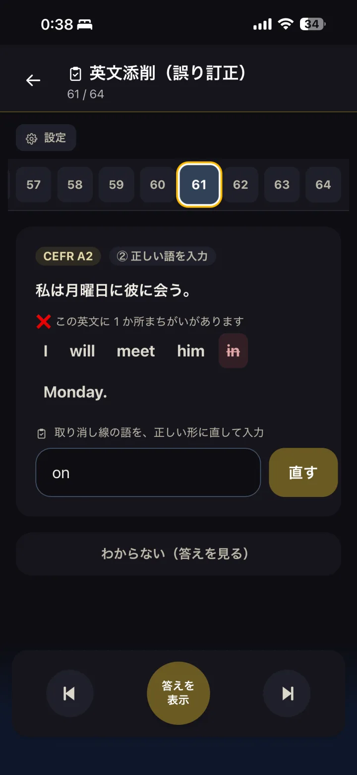 英文添削（誤り訂正）