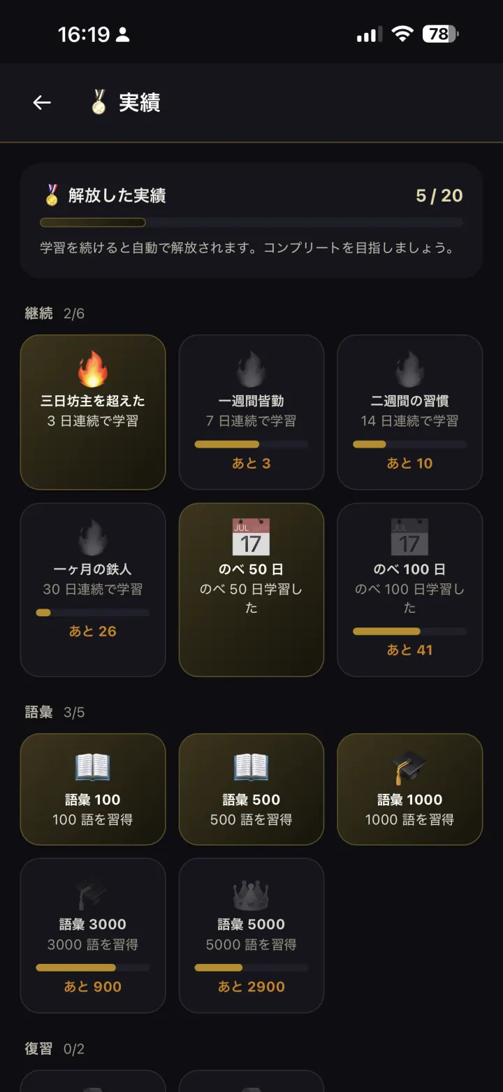 実績コレクション