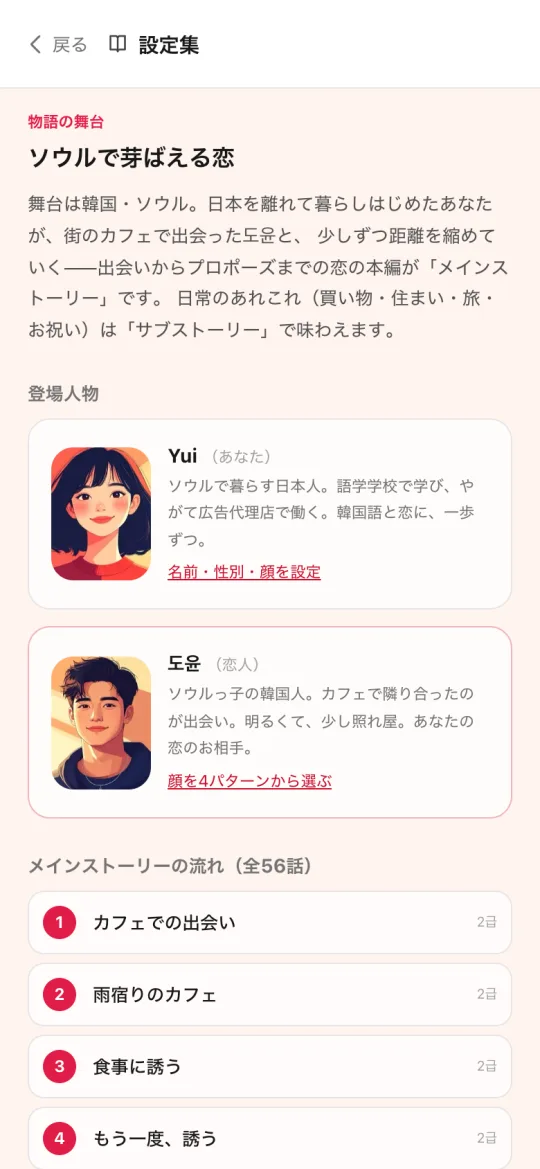 設定集 — 主人公・恋人・物語の流れ